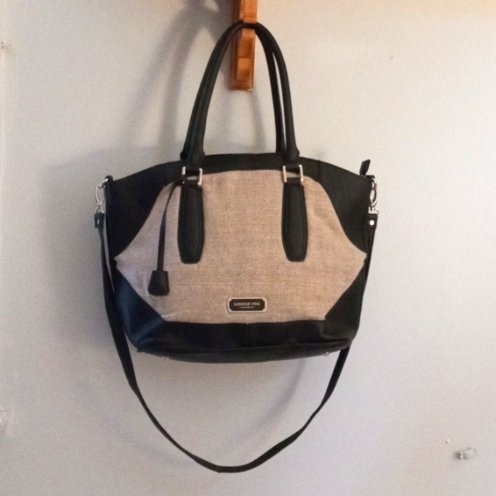 London Fog Leather and Canvas Handbag